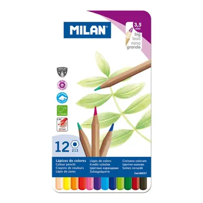 MILAN 80057 ALTIGEN KURU BOYA KALEMİ METAL KUTU (3,5MM UÇ) - 12'Lİ
