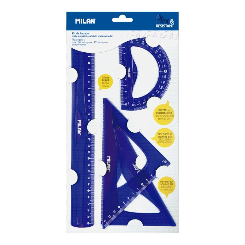 MILAN 359801 ACID MAVİ ESNEK CETVEL SETİ - 4'LÜ