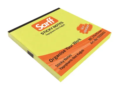 SARFF 75X75MM NEON SARI YAPIŞKANLI NOT KAĞIDI - 80YP