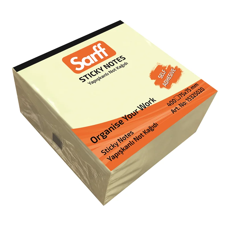 SARFF 75X75MM SARI KÜP YAPIŞKANLI NOT KAĞIDI - 400YP