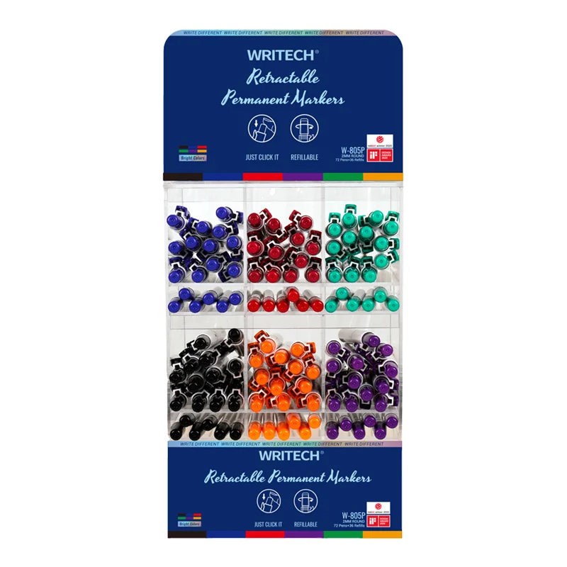 WRITECH W-805P BASMALI PERMANENT KALEM 12X6RENK (+36 REFILL) - 72'Lİ STAND