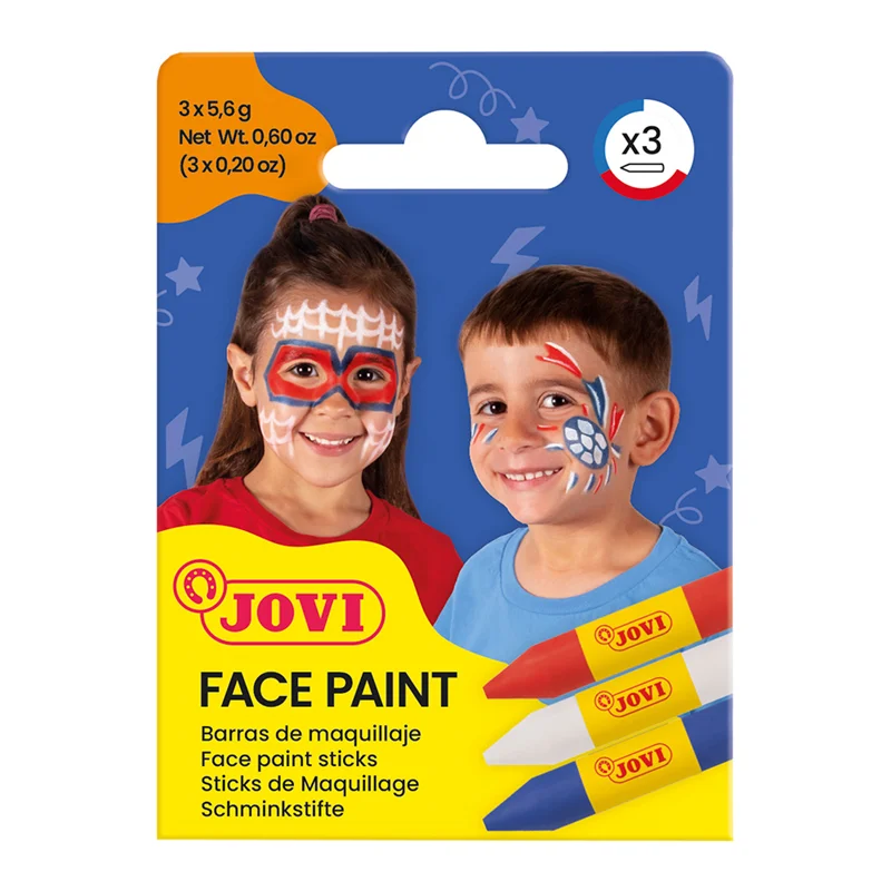 JOVI 175AD YÜZ BOYASI STİK KALEM 5,6GR BEYAZ-KIRMIZI-MAVİ - 3'LÜ