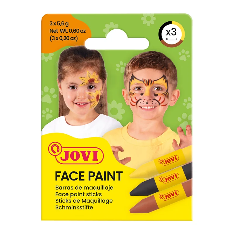 JOVI 175AN YÜZ BOYASI STİK KALEM 5,6GR SARI-KAHVERENGİ-SİYAH - 3'LÜ