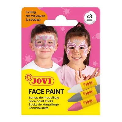 JOVI 175FA YÜZ BOYASI STİK KALEM 5,6GR PEMBE-GÜMÜŞ-BEYAZ - 3'LÜ