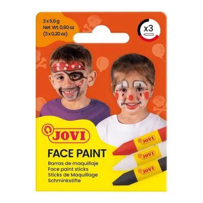 JOVI 175SC YÜZ BOYASI STİK KALEM 5,6GR KIRMIZI-BEYAZ-SİYAH- 3'LÜ