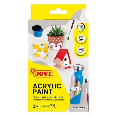 JOVI 670 AKRİLİK BOYA 35ML KUTU + FIRÇA ASORTİ RENKLER - 6 RENK
