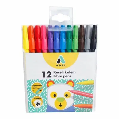ADEL 12 RENK KEÇELİ KALEM TAKIM 213001 (Best)