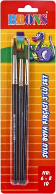 BRONS 145 SERİSİ SULU BOYA FIRÇA SETİ 3 LÜ No.6-8-10 BR-245 (Best)