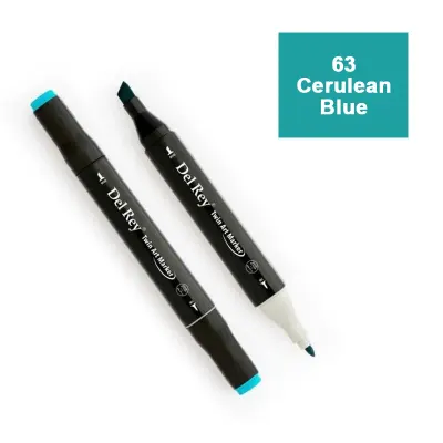 DEL REY TWIN MARKER B63 CARULEAN BLUE ÇİFT UÇLU GRAFİK KALEMİ MN-DR063 (Best)
