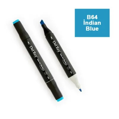 DEL REY TWIN MARKER B64 İNDİAN BLUE ÇİFT UÇLU GRAFİK KALEMİ MN-DR064 (Best)