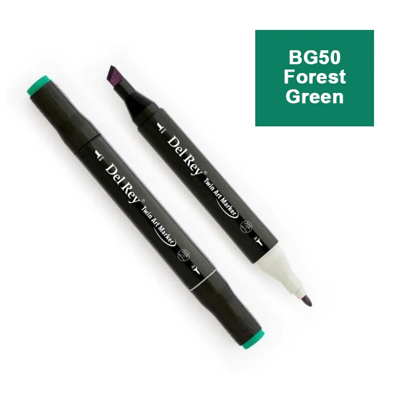 DEL REY TWIN MARKER BG50 FOREST GREEN ÇİFT UÇLU GRAFİK KALEMİ MN-DR050 (Best)