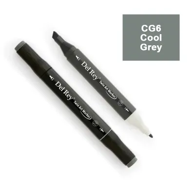 DEL REY TWIN MARKER CG6 COOL GREY ÇİFT UÇLU GRAFİK KALEMİ MN-DRCG6 (Best)