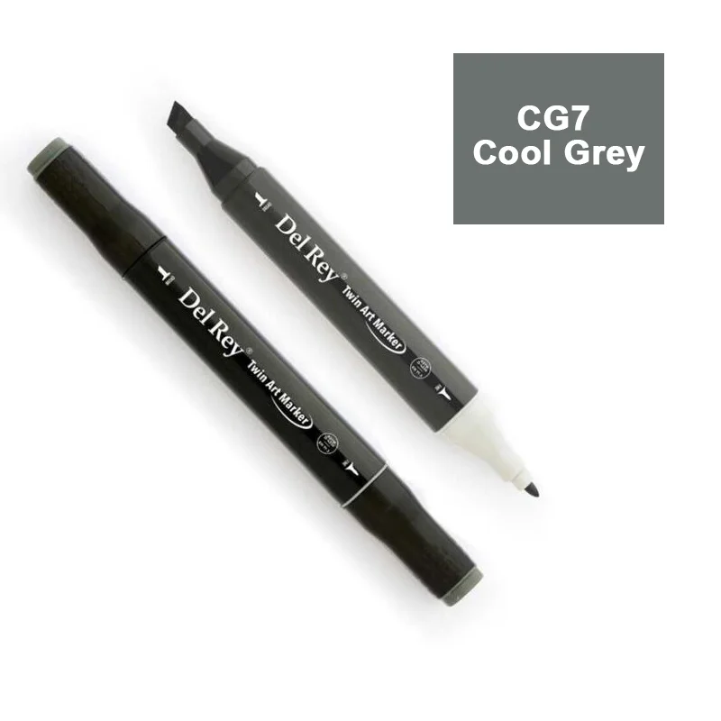 DEL REY TWIN MARKER CG7 COOL GREY ÇİFT UÇLU GRAFİK KALEMİ MN-DRCG7 (Best)
