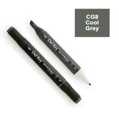 DEL REY TWIN MARKER CG8 COOL GREY ÇİFT UÇLU GRAFİK KALEMİ MN-DRCG8 (Best)