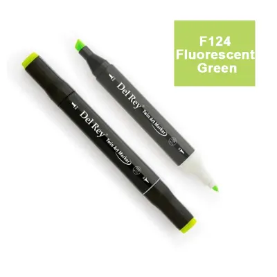 DEL REY TWIN MARKER F124 FLUORESCENT GREEN ÇİFT UÇLU GRAFİK KALEMİ MN-DR124 (Best)