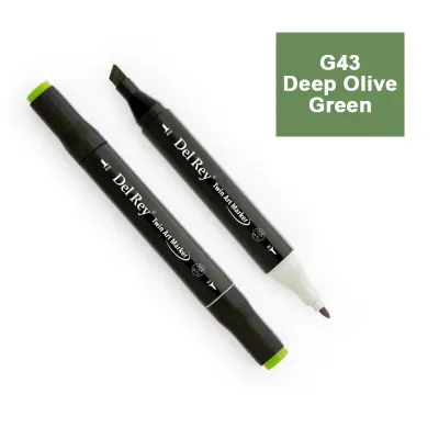 DEL REY TWIN MARKER G43 DEEP OLİVE GREEN ÇİFT UÇLU GRAFİK KALEMİ MN-DR043 (Best)