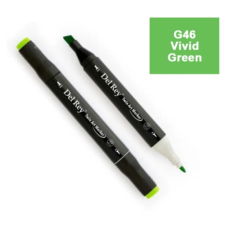 DEL REY TWIN MARKER G46 VİVİD GREEN  ÇİFT UÇLU GRAFİK KALEMİ MN-DR046 (Best)
