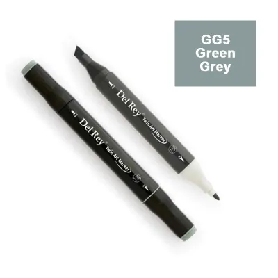 DEL REY TWIN MARKER GG5 GREEN GREY ÇİFT UÇLU GRAFİK KALEMİ MN-DRGG5 (Best)