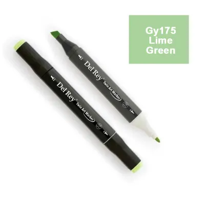 DEL REY TWIN MARKER GY175 LİME GREEN ÇİFT UÇLU GRAFİK KALEMİ MN-DR175 (Best)