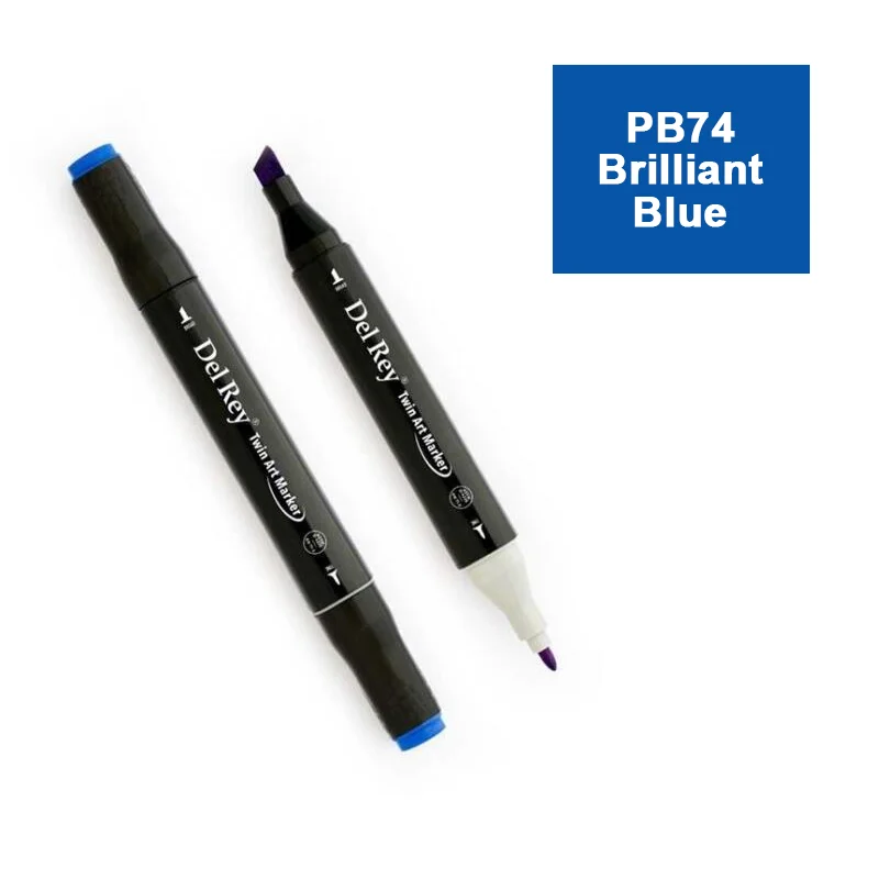 DEL REY TWIN MARKER PB74 BRİLLİANT BLUE ÇİFT UÇLU GRAFİK KALEMİ MN-DR074 (Best)