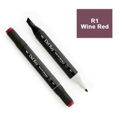 DEL REY TWIN MARKER R1 WINE RED ÇİFT UÇLU GRAFİK KALEMİ MN-DR001 (Best)