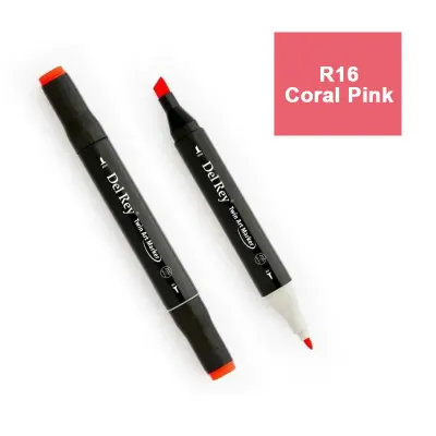 DEL REY TWIN MARKER R16 CORAL PİNK ÇİFT UÇLU GRAFİK KALEMİ MN-DR016 (Best)
