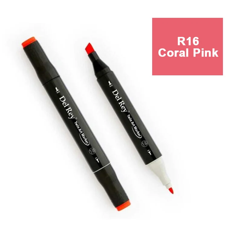 DEL REY TWIN MARKER R16 CORAL PİNK ÇİFT UÇLU GRAFİK KALEMİ MN-DR016 (Best)