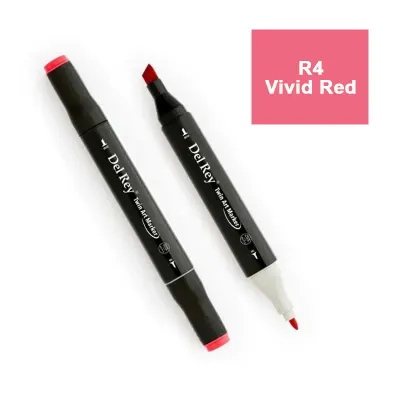 DEL REY TWIN MARKER R4 VİVİD RED ÇİFT UÇLU GRAFİK KALEMİ MN-DR004 (Best)