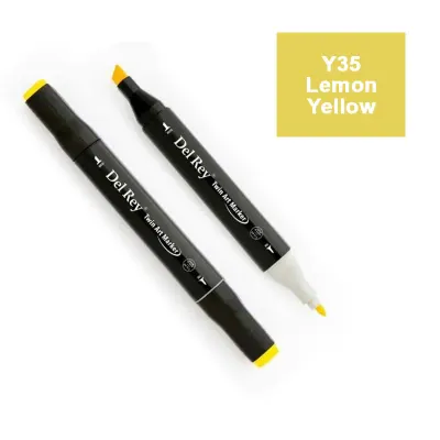 DEL REY TWIN MARKER Y35 LEMON YELLOW ÇİFT UÇLU GRAFİK KALEMİ MN-DR035 (Best)