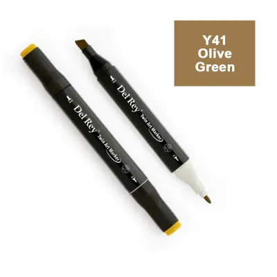 DEL REY TWIN MARKER Y41 OLİVE GREEN ÇİFT UÇLU GRAFİK KALEMİ MN-DR041 (Best)