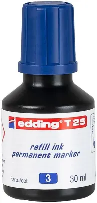 EDDİNG T25 MAVİ PERMANENT MÜREKKEB 25ML (Best)