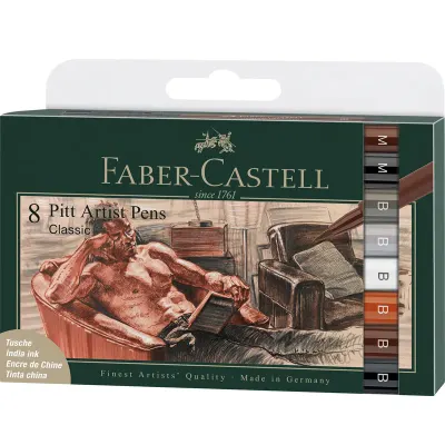 FABER PITT ARTİST PEN FIRÇA UÇLU ÇİZİM KALEMİ 8 Lİ KLASİK 167172 (Best)