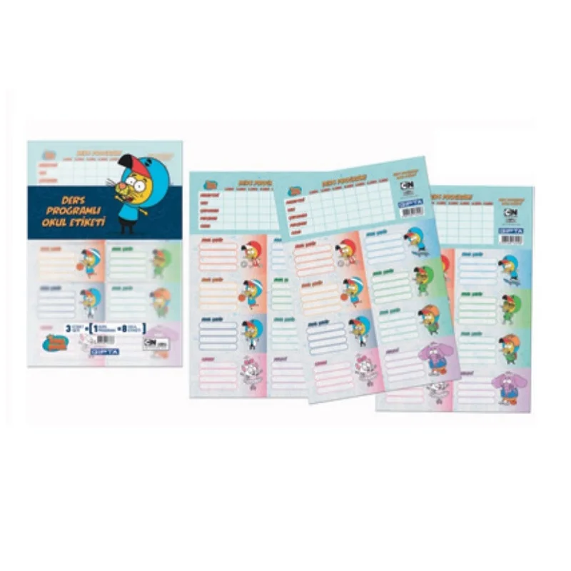 GIPTA KRAL ŞAKİR DERS PROGRAMLI 3 LÜ OKUL ETİKETİ 6012 (Best)