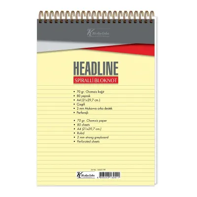 KESKİN HEADLİNE A4 80 YP ÇİZGİLİ SPİRALLİ BLOKNOT 145421 (Best)
