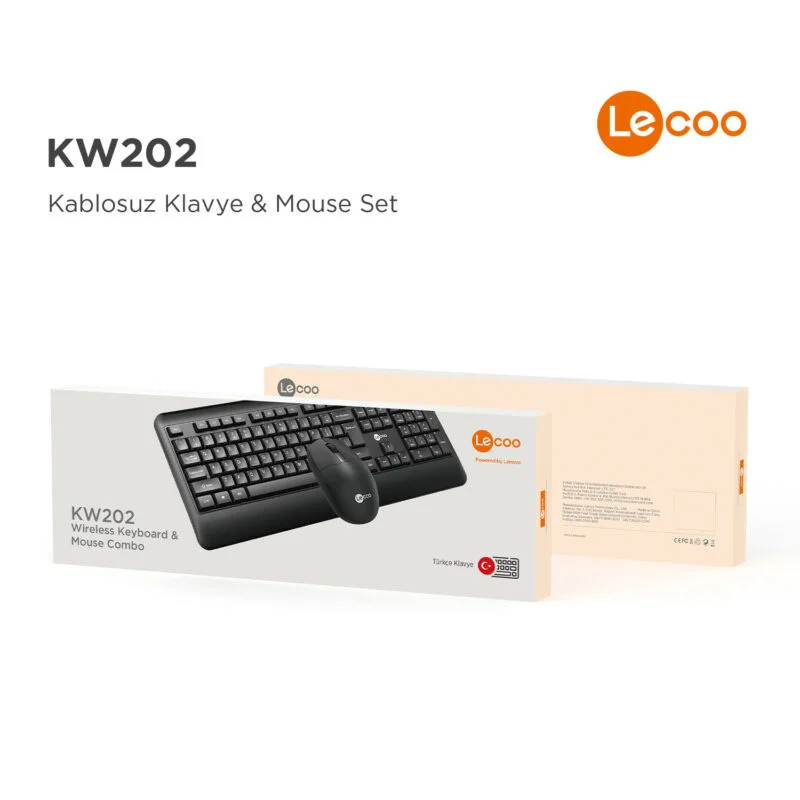 LECOO KW202 SİYAH KABLOSUZ KLAVYE &amp; MOUSE SET (Best)