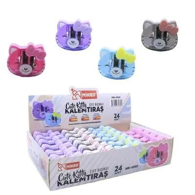 MİKRO MK 4050-24 CUTE KITTY ÇİFT BIÇAKLI KALEMTRAŞ (Best)