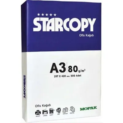 MOPAK A3 FOTOKOPİ KAĞIDI STARCOPY 500 LÜ 80 GR (Best)