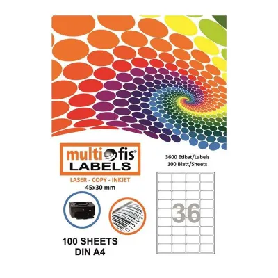 MULTİOFİS 45x30 mm LASER ETİKET 5036 (Best)