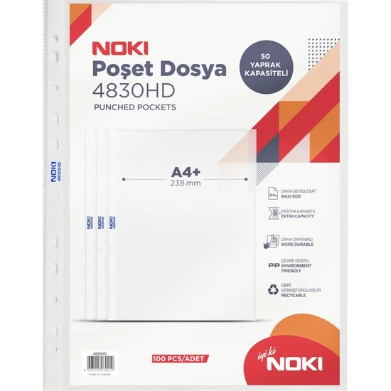 NOKİ HD POŞET DOSYA  A4 100 LÜ 4830HD 80 Mic. (Best)