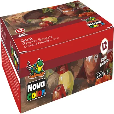 NOVA COLOR 12 RENK GUAJ BOYA ŞİŞE NC-461 (Best)