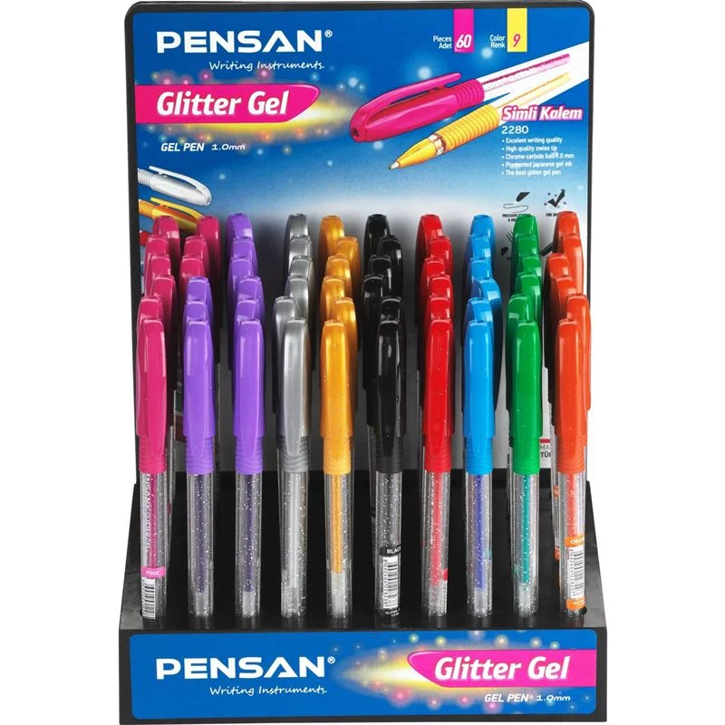 PENSAN GLITTER GEL KALEM SİMLİ 60 LI STAND 2228/S (Best)