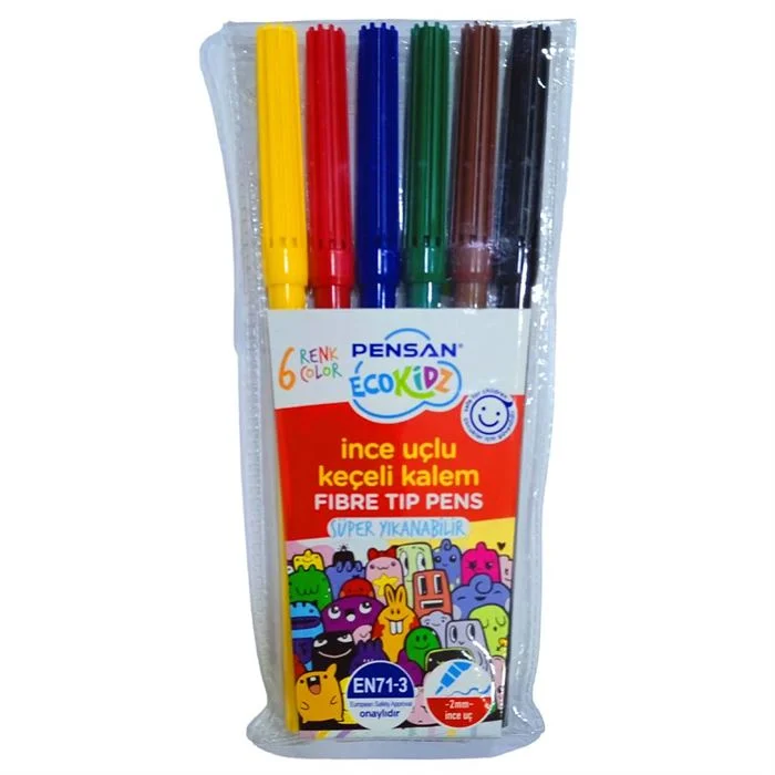 PENSAN KİDZ 6 RENK İNCE UÇLU KEÇELİ KALEM 5000 (Best)