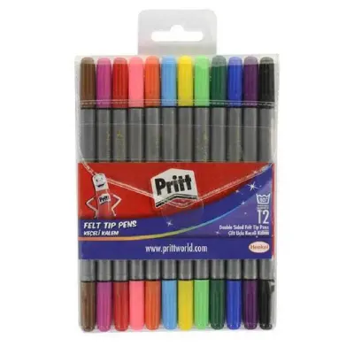 PRİTT 12 RENK ÇİFT UÇLU KEÇELİ KALEM 1687977 (Best)