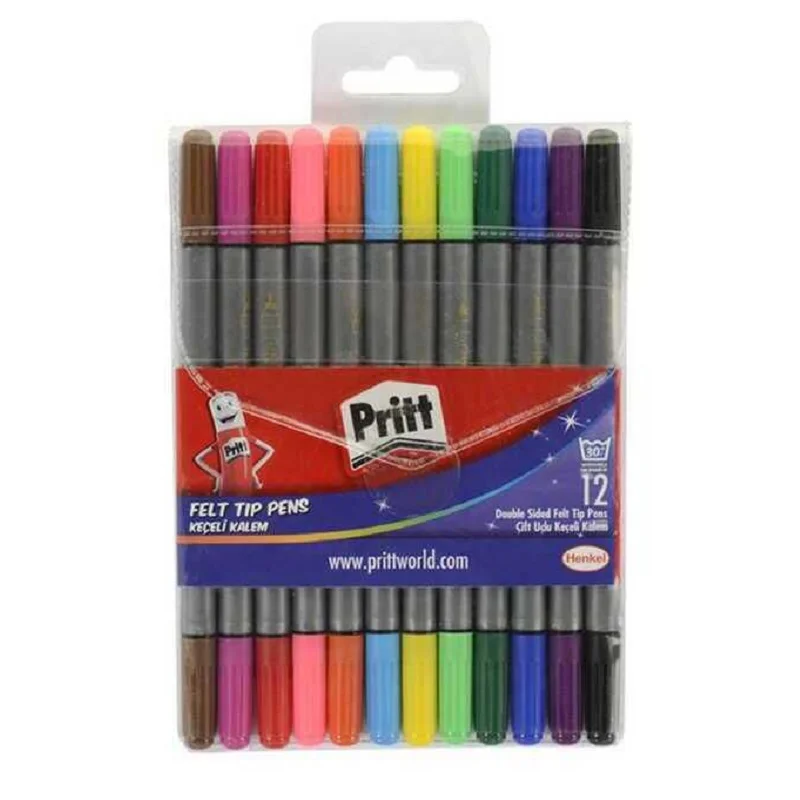 PRİTT 12 RENK ÇİFT UÇLU KEÇELİ KALEM 1687977 (Best)