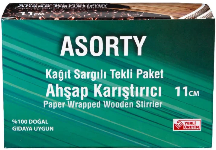 ASORTY KARIŞTIRICI 2133 AHŞAP KAĞIT SARGILI 250 Lİ 11 CM 20 Lİ 014336