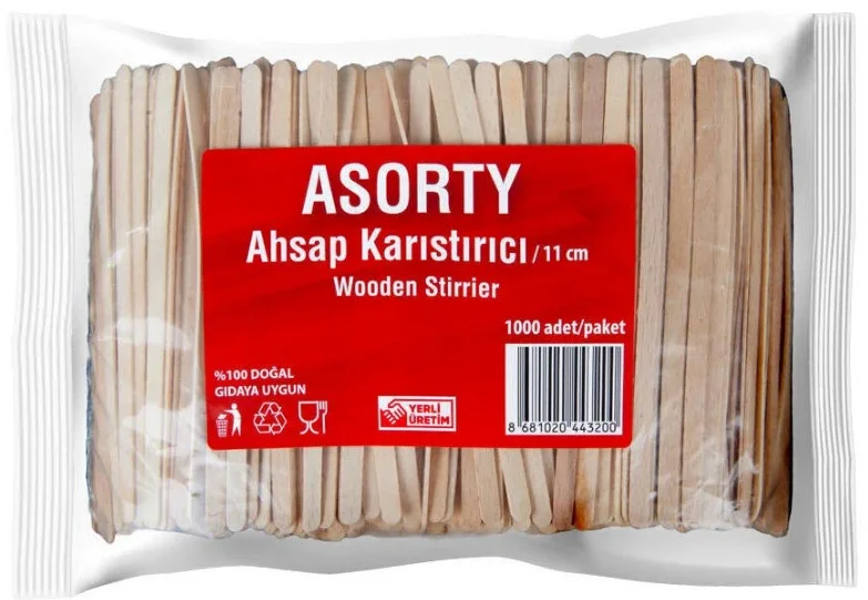 ASORTY KARIŞTIRICI 2033 AHŞAP 1000 Lİ POŞET 11 CM 10 LU 014750