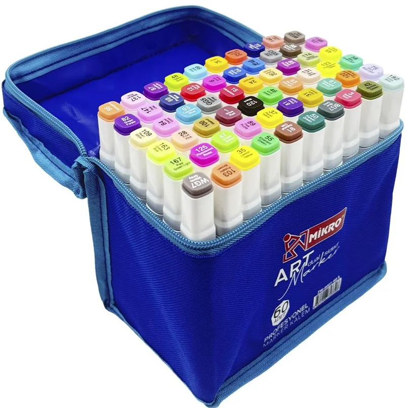 MİKRO PERMANENT MARKER ZW8001-60S ART ÇİFT TARAFLI ÇANTALI 60 LI