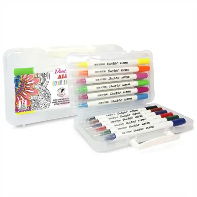 ALPINO AR-000186 ÇİFT YÖNLÜ FIRÇA UÇLU 12 RENK KEÇELİ KALEM (Best)