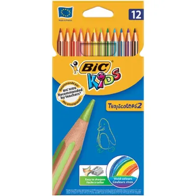 BİC TROPICOLORS 12 RENK KURU BOYA KALEMİ UZUN 83256611 (ÖZEL FİYAT) (Best)