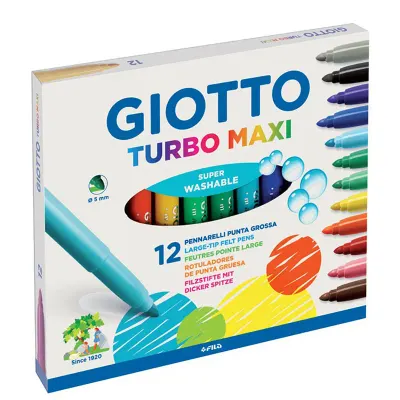 GIOTTO 12 RENK TURBO MAXI JUMBO BOYA KALEMİ 454000 (KAMPANYALI) (Best)